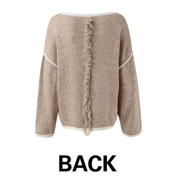 NWOT size L/XL Beige cozy pullover Sweater w/Fringe detail - Picture 11 of 11